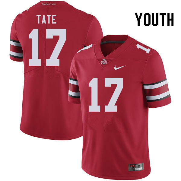 Ohio State Buckeyes Carnell Tate Youth #17 Red Authentic Stitched College Football Jersey